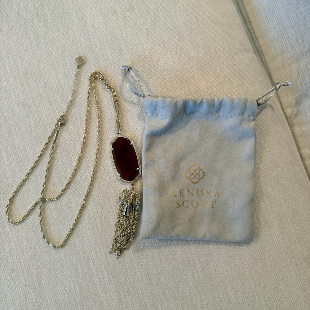 Kendra Scott Rayne Gold and Deep Red Tassel Necklace - Picture 3 of 8